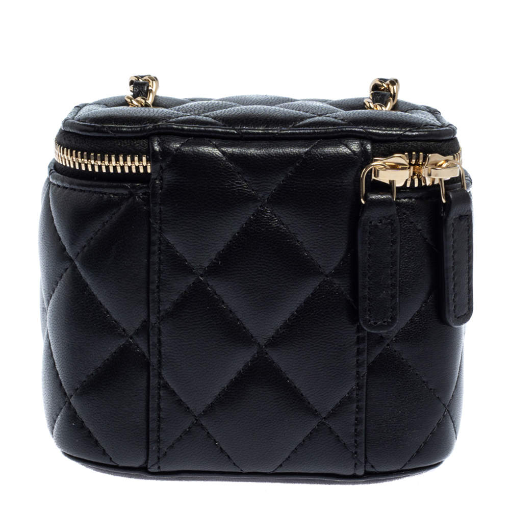 Vanity case con catena Mini Lambskin Nero