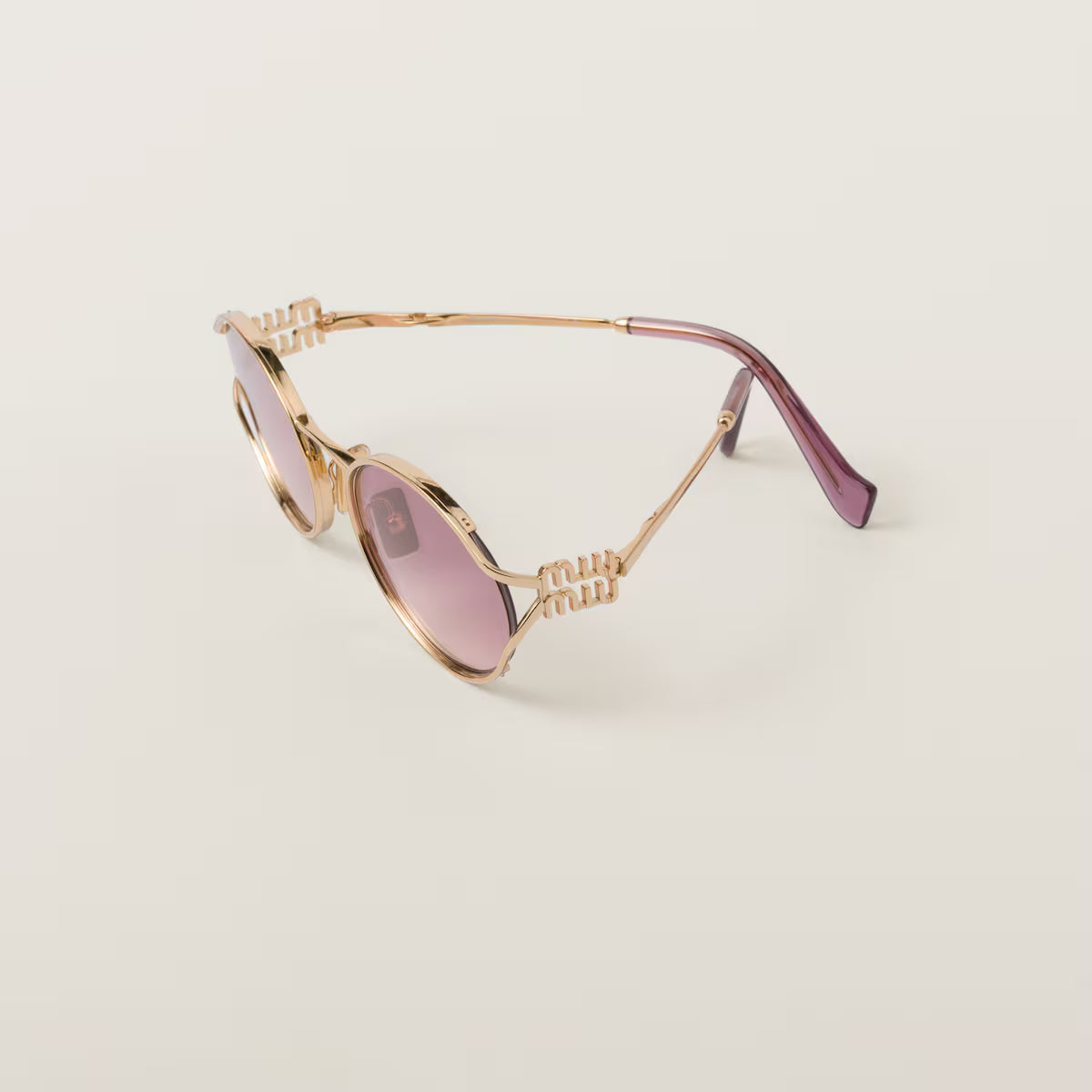 Occhiali da sole con cornice dorata e Lenti Rosa Beg Sfumato