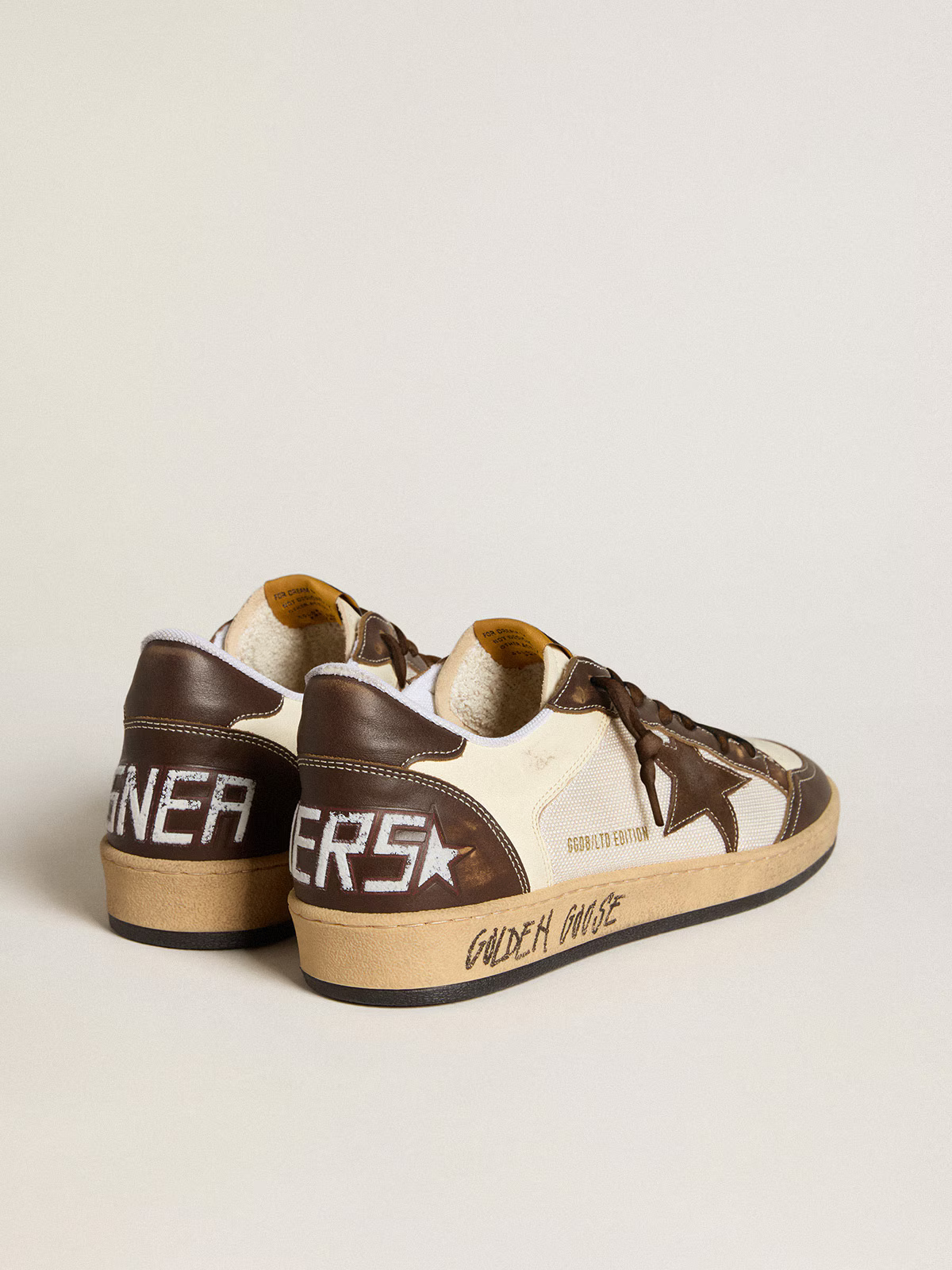 Nappa e rete con stella in suede e inserti in pelle marrone