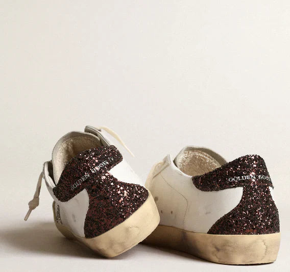 Stella argento e talloncino in glitter marroni