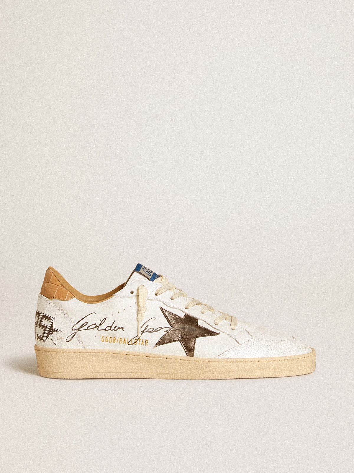 Nappa con stella laminata e talloncino in pelle cocco