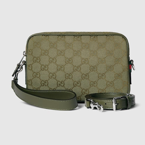 Borsa a tracolla in tessuto GG Supreme verde bosco misura piccola