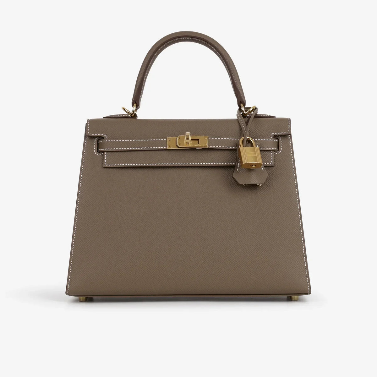Kelly 25 Etoupe con finiture in oro Epsom