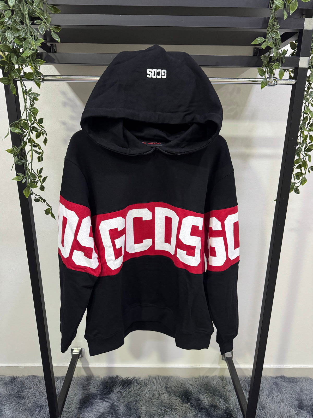 Felpa con cappuccio con logo a fascia GCDS