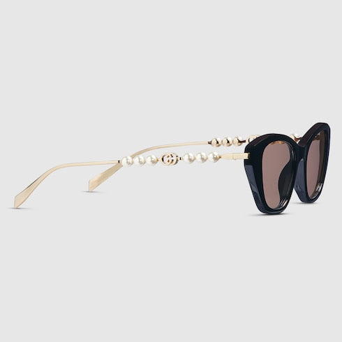 Occhiali da sole cat-eye nero lucido