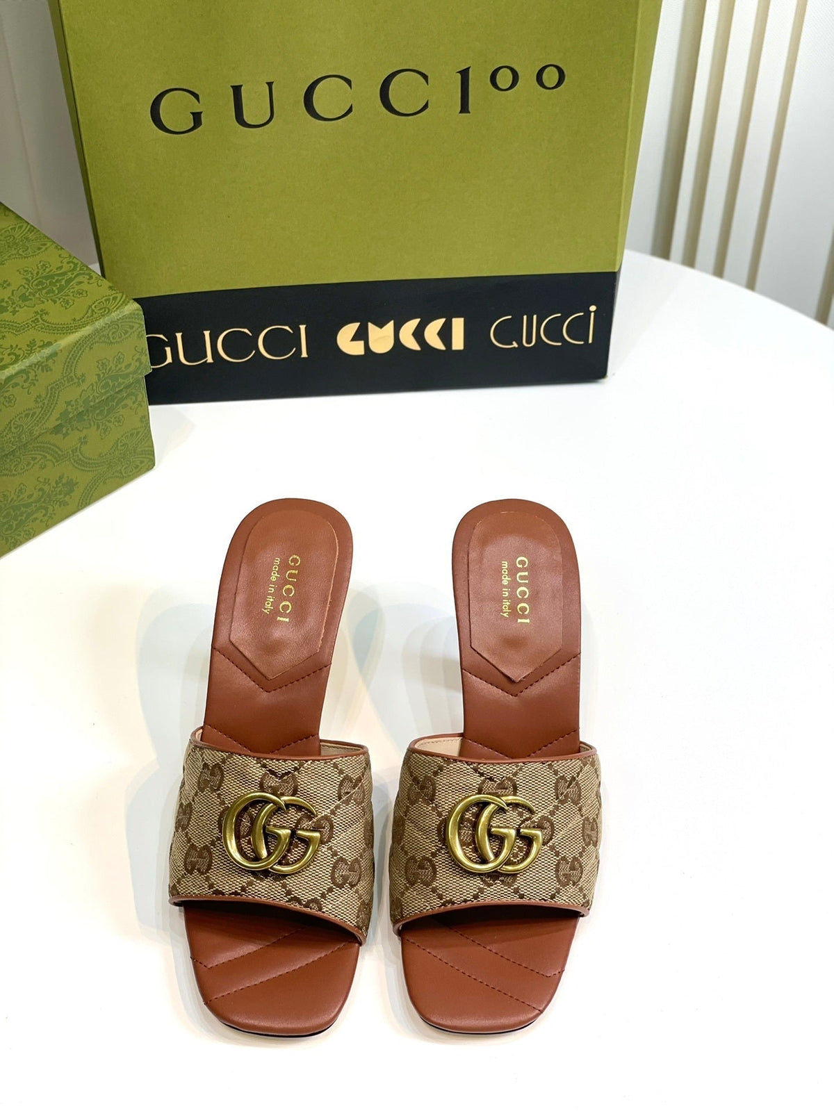 Sandali Slide Marmont Gold/Beige
