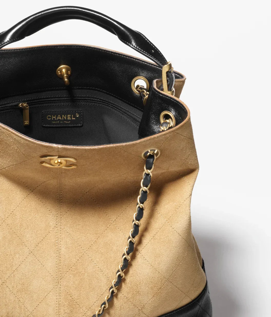 Borsa shopping Beige & nero