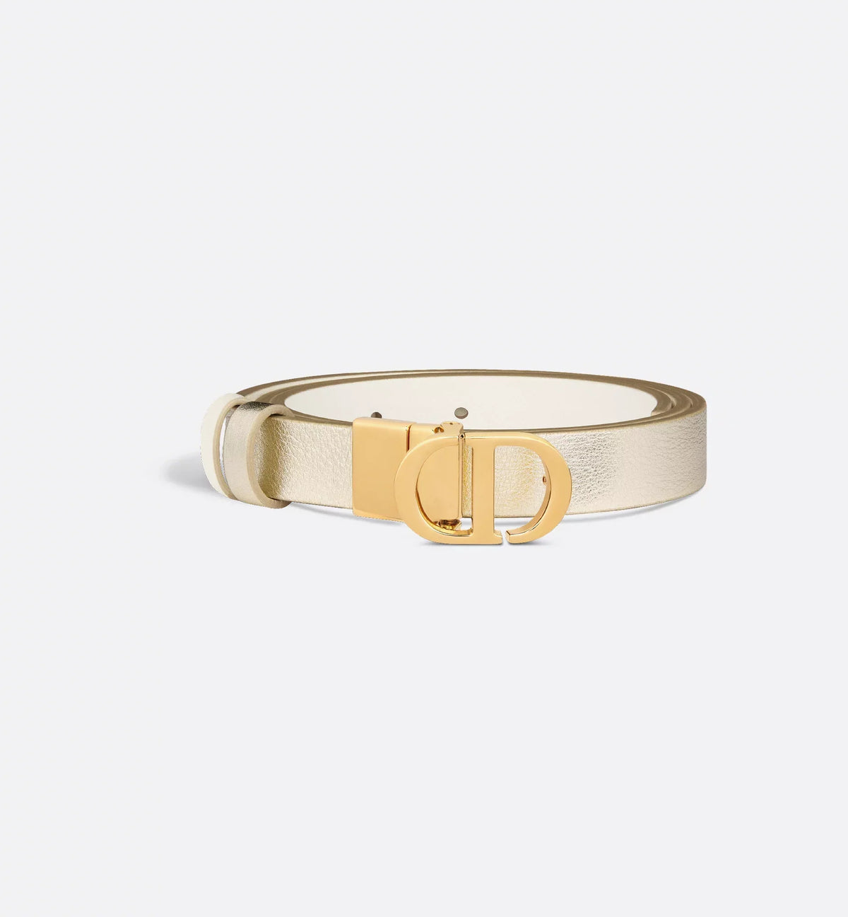 Cintura reversibile 30 Montaigne in pelle di vitello liscia color oro e latte 20 mm donna