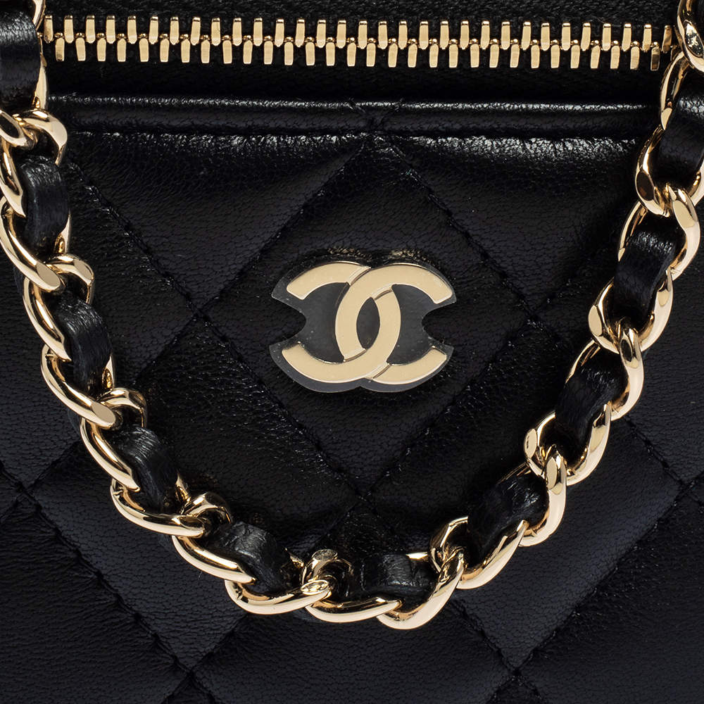Vanity case con catena Mini Lambskin Nero