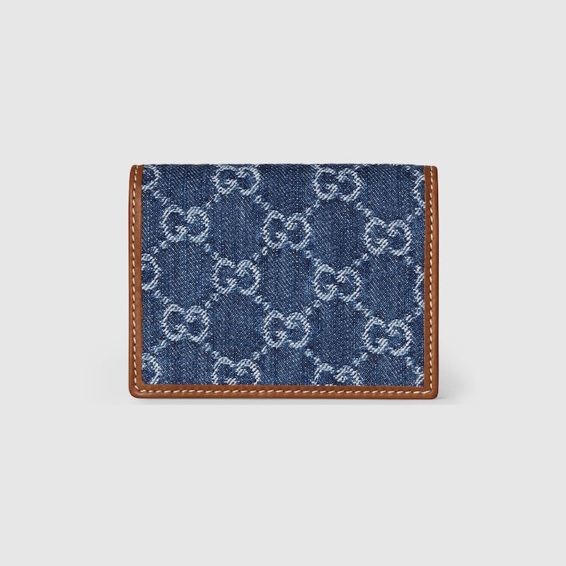 Mini portafoglio GG Emblem Denim Blue