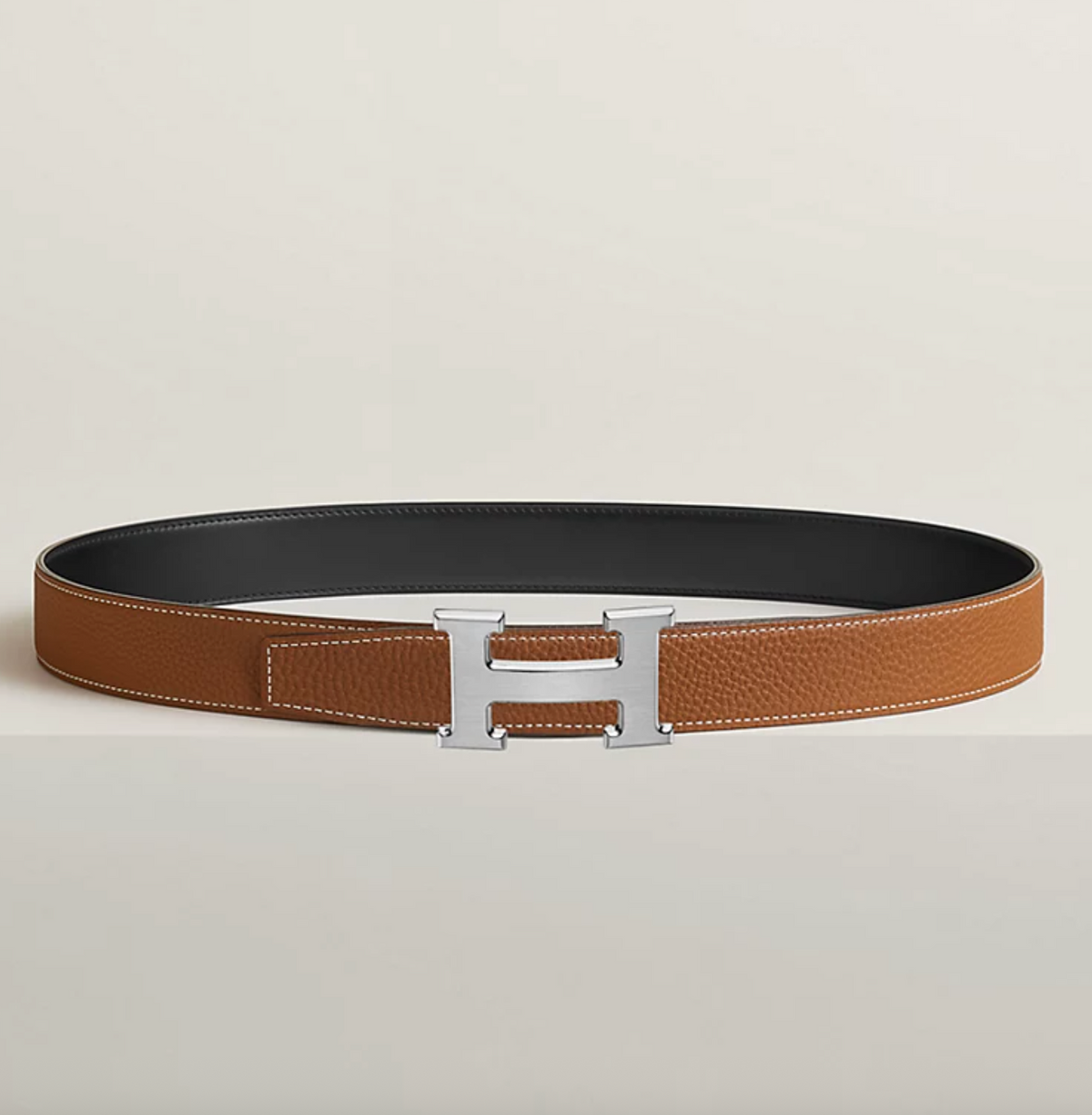 Fibbia da cintura H & Pelle reversibile per cintura 32 mm Nero/Oro Uomo