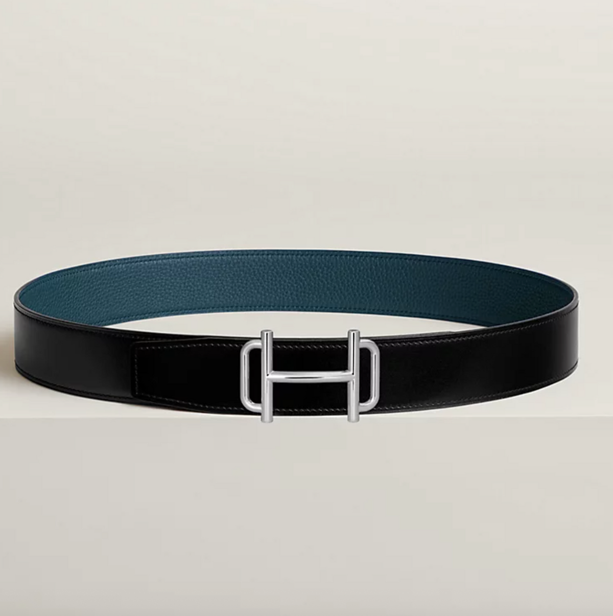 Fibbia da cintura Royal & Pelle reversibile per cintura 38 mm Nero / Blu di Prussia Uomo