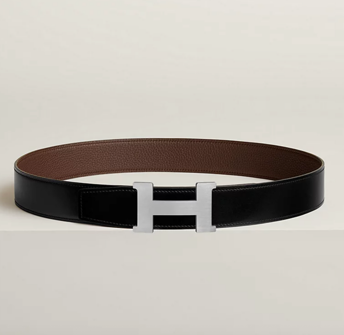 Fibbia da cintura Constance & Pelle reversibile per cintura 38 mm Nero/Cioccolato Uomo